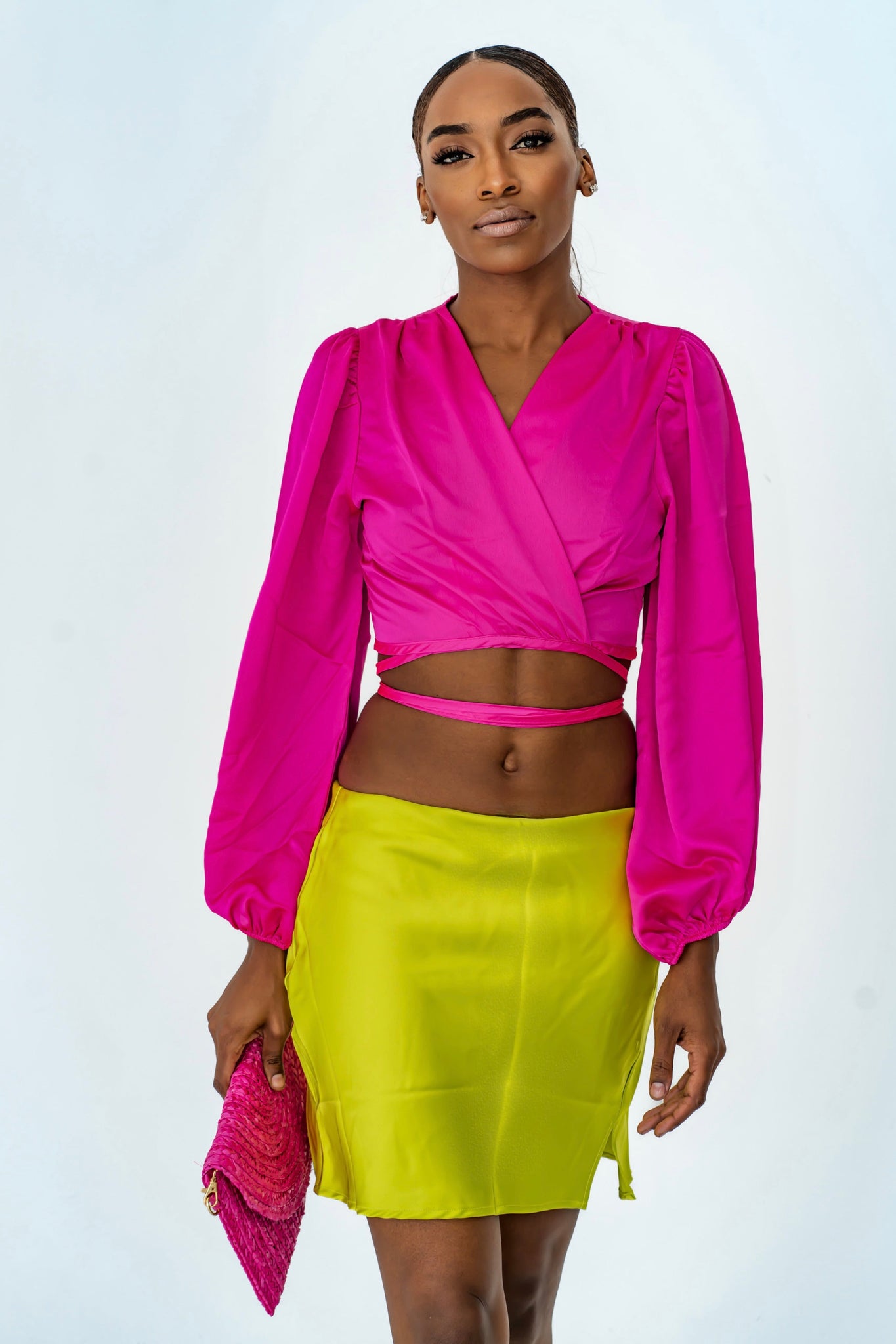 Silk wrap top (fuchsia) PRE ORDER