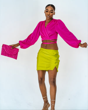 Silk mini skirt (chartreuse gre en)