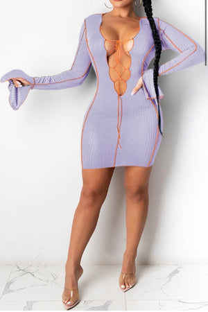 Kayla lace up dress (lavender)
